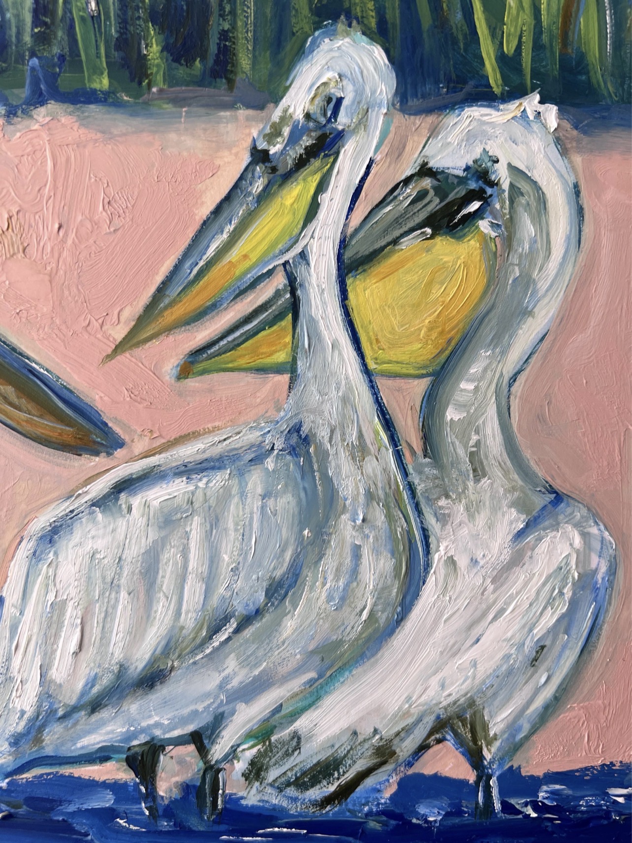 Detail of Albatrosses Bilosaraiskyi Nature Reserve painting by Marina Stognieva